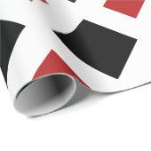 Papier Cadeau Diamant noir, Bordure en blanc gras sur Rouge (Coin rond)