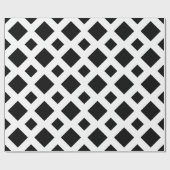 Papier Cadeau Diamant noir, Motif géométrique à bordure blanche  (Plat)