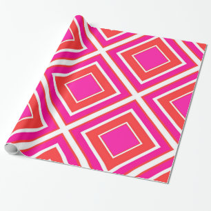 Papier Cadeau Diamant rose orange géométrique