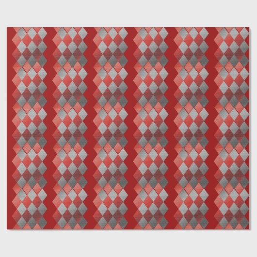 Papier Cadeau Diamant rouge métallique de gris argenté élégant (Plat)