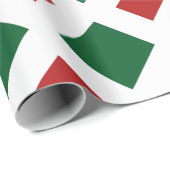 Papier Cadeau Diamant vert, Bordure blanche gras sur Rouge (Coin rond)