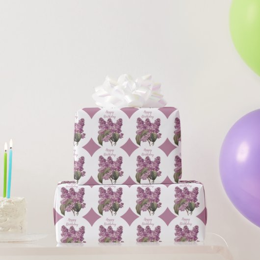 Papier Cadeau Diamant violet imprimé avec Fleurs Lilac Anniversa (Cadeaux de fête)