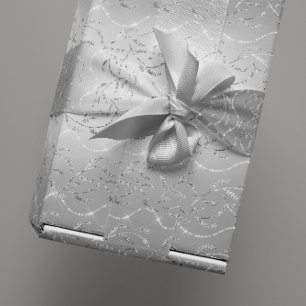 Papier Cadeau Diamants argentés floraux de laurier scintillant
