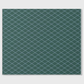 Papier Cadeau Diamants bleu ardoise Art déco sur vert de forêt (Plat)