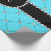 Papier Cadeau Diamants bleu-clair de touffe de monogramme (Coin)