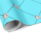 Papier Cadeau Diamants bleu-clair de touffe de monogramme (Coin rond)
