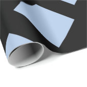 Papier Cadeau Diamants bleus clairs sur noir (Coin rond)