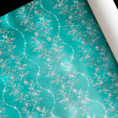 Papier Cadeau Diamants brillants gris argenté Turquoise verre Ti
