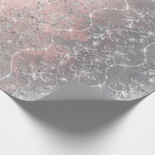 Papier Cadeau Diamants brillants Silver Floral Rose Brush (Coin)