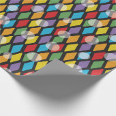 Papier Cadeau Diamants colorés et points transparents sur noir (Coin)