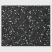 Papier Cadeau Diamants Confetti noir blanc velours élégant (Plat)