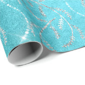 Papier Cadeau Diamants d'argent fleuri de Laurel d'Océan (Coin rond)