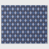 Papier Cadeau Diamants de Jacquard bleu de la marine classique (Plat)