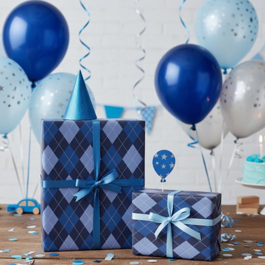 Papier Cadeau Diamants de Jacquard bleu de la marine classique