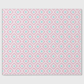 Papier Cadeau Diamants de menthe rose Motif Ikat (Plat)