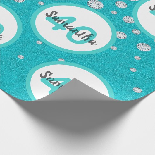 Papier Cadeau Diamants de parties scintillant verte turquoise de (Coin)