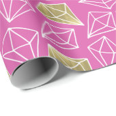 Papier Cadeau Diamants d'or rose Chic Anniversaire (Coin rond)