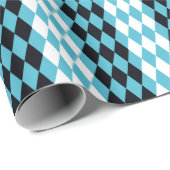 Papier Cadeau Diamants en noir, blanc turquoise Mod (Coin rond)