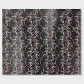 Papier Cadeau Diamants étincelants Perle Noire Rose Or (Plat)