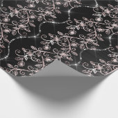 Papier Cadeau Diamants étincelants Perle Noire Rose Or (Coin)