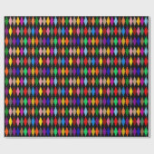 Papier Cadeau Diamants Harlequin Colorés Design Noir (Plat)
