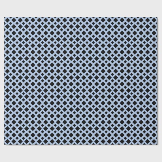 Papier Cadeau Diamants noirs sur Bleu clair (Plat)