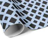 Papier Cadeau Diamants noirs sur Bleu clair (Coin rond)