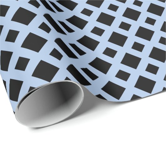 Papier Cadeau Diamants noirs sur Bleu clair (Coin rond)