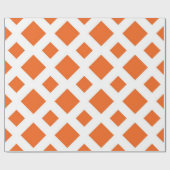 Papier Cadeau Diamants orange sur blanc (Plat)