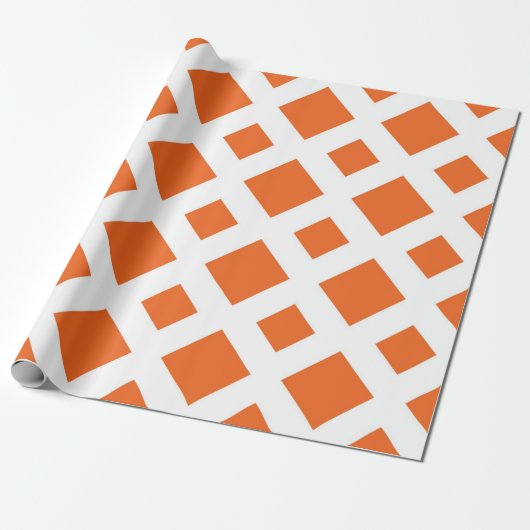 Papier Cadeau Diamants orange sur blanc (Déroulé)