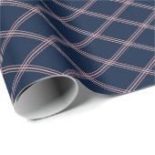 Papier Cadeau Diamants roses bleus Art déco sur bleu marine (Coin rond)