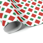 Papier Cadeau Diamants rouges et verts sur blanc (Coin rond)