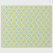 Papier Cadeau Diamants verts bleu Motif Ikat (Plat)