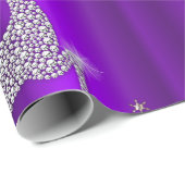 Papier Cadeau Diamond Reindeer à Noël violet (Coin rond)