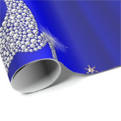 Papier Cadeau Diamond Reindeer pour Noël bleu (Coin rond)