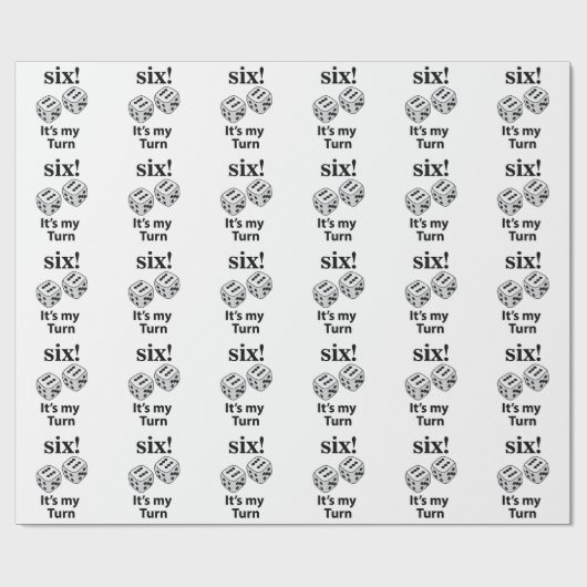 Papier Cadeau Dice Rolling Six C'est mon tour Roll Dice (Plat)