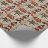 Papier Cadeau dictionnaire estampes art côtier seashell phare (Coin)