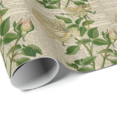 Papier Cadeau dictionnaire français botanique rose blanche (Coin rond)