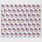 Papier Cadeau Dieu bénisse l'Amérique Drapeau et feux d'artifice (Plat)