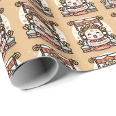 PAPIER CADEAU DIEU CHINOIS DE RICHESSE (Coin rond)