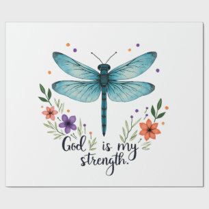 Papier Cadeau Dieu est ma force Floral Dragonfly Christian T-Sh