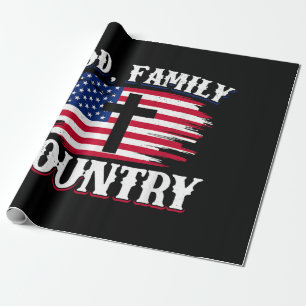 Papier Cadeau Dieu Famille Pays American Drapeau Croix Christian