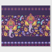 Papier Cadeau Dieu hindou Ganesha et symboles indiens en bande (Plat)