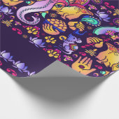 Papier Cadeau Dieu hindou Ganesha et symboles indiens en bande (Coin)