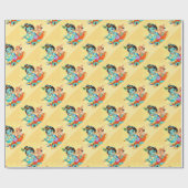 Papier Cadeau Dieu indien de Krishna jouant l'illustration de (Plat)