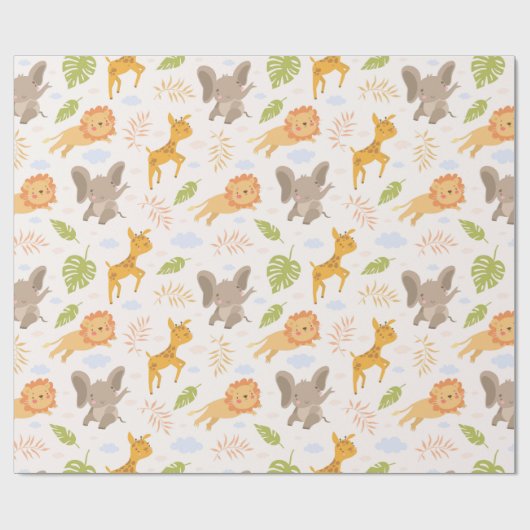 Papier Cadeau Différents Animaux Décoratifs (Plat)