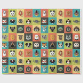 Papier Cadeau Différents Animaux Décoratifs (Plat)