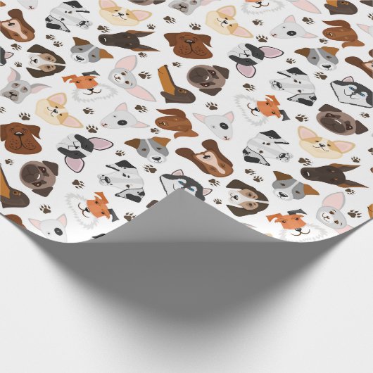 Papier Cadeau Différents chiens de races motif (Coin)