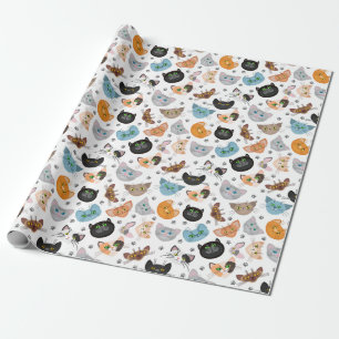 Papier Cadeau Différents visages de chat motif