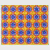 Papier Cadeau Digital Mandala bleu orange et jaune (Plat)